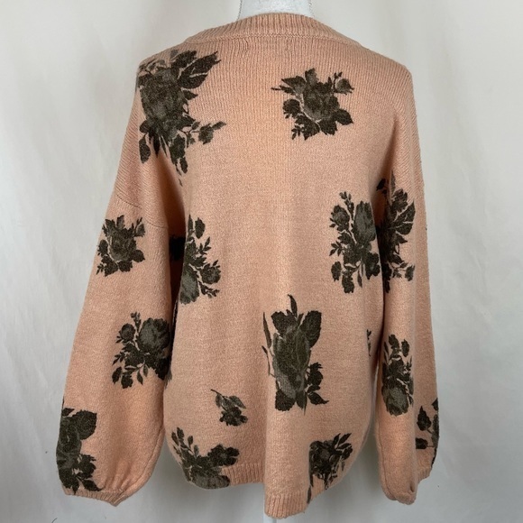 Altar’d State Blush & Brown Bold Floral Oversized Sweater NWOT - Picture 5 of 11